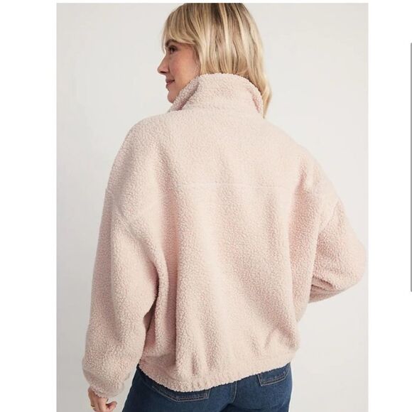 NWT! Old Navy Light Pink Women’s Slouchy Sherpa Zip Jacket - Size 3X - Picture 2 of 4